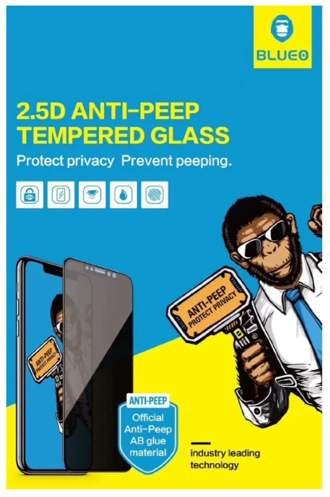 

Защитное стекло Blueo 2.5D Silk full cover Anti-peep для iPhone 11 Pro Max/XS Max (Black)