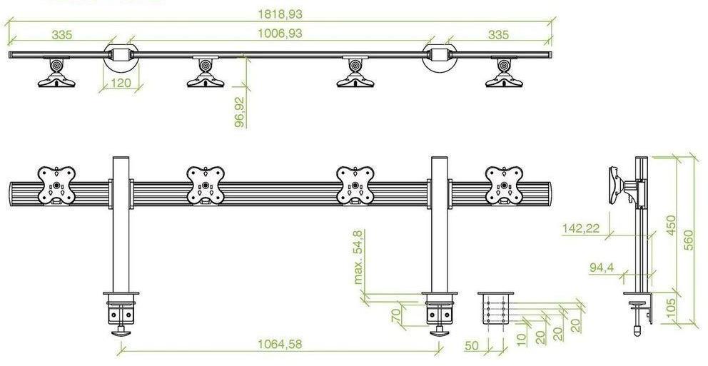 Кронштейн ErgoFount TBSS-400C для 4 мониторов 24'' (Silver) купить в интернет-магазине icover