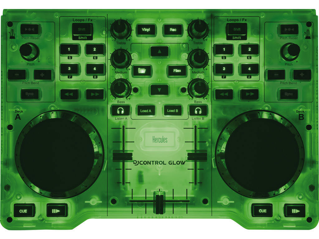 Микшерный USB-пульт Hercules DJControl Glow Green (Clear) купить в интернет-магазине icover