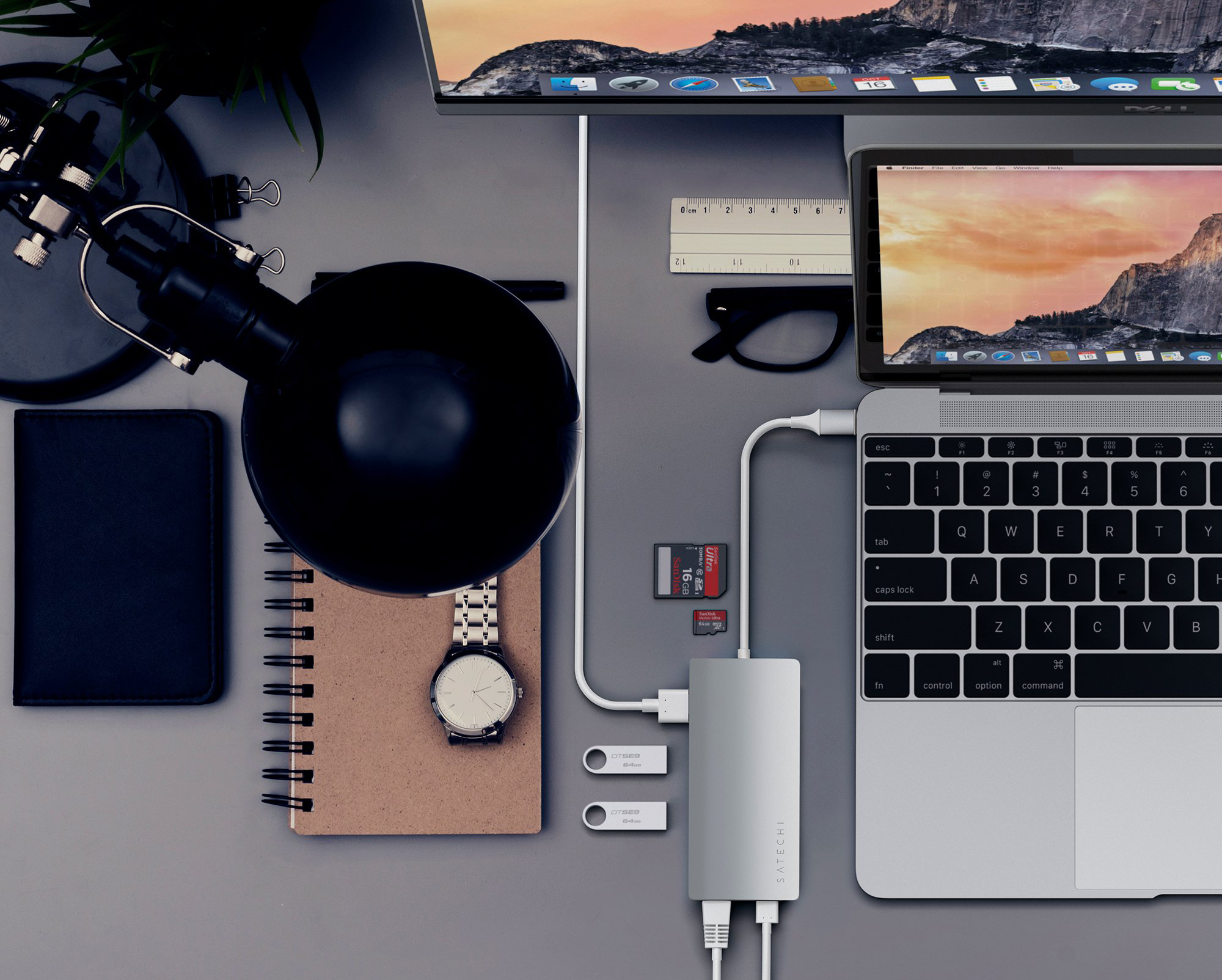Хаб Satechi Multi-Port V2 Type-C 4K with Ethernet (Space Gray) купить в интернет-магазине icover