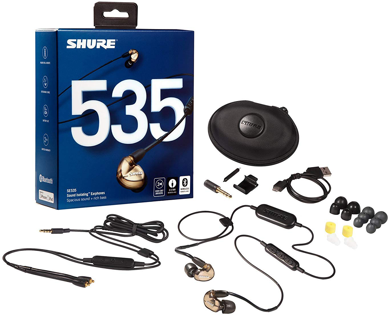 Bluetooth-наушники с микрофоном Shure SE535-V+BT1 (Bronze) купить в интернет-магазине icover