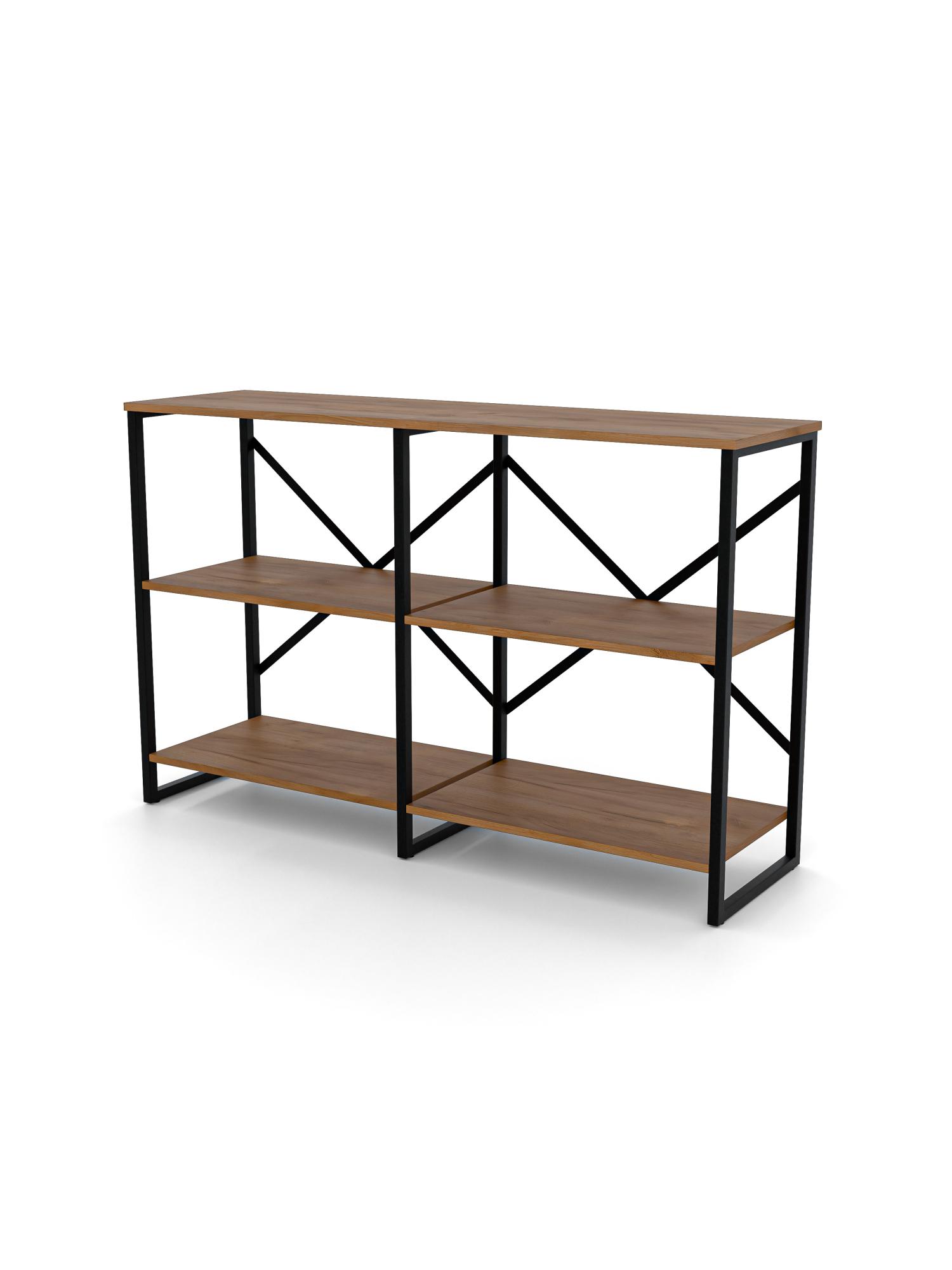 Стеллаж двойной лофт низкий RIDBERG CHICAGO 3 полки (Dark Oak/Black) купить в интернет-магазине icover