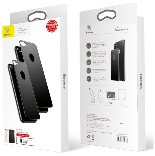 Защитное стекло Baseus 4D Tempered Back Glass SGAPIPH8P-4D0V для задней панели iPhone 8 Plus (Gold) купить в интернет-магазине icover