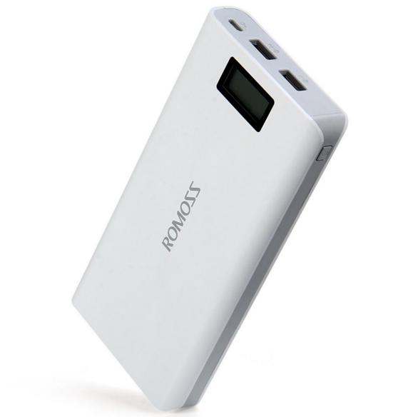 Romoss External Battery Pack Power Bank Sense 6 Plus LCD 20000mAh - внешний аккумулятор (White) купить в интернет-магазине icover