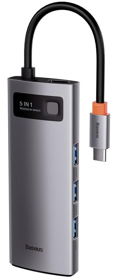 Хаб Baseus Metal Gleam Series 5-in-1 CAHUB-CX0G (Space Grey) купить в интернет-магазине icover