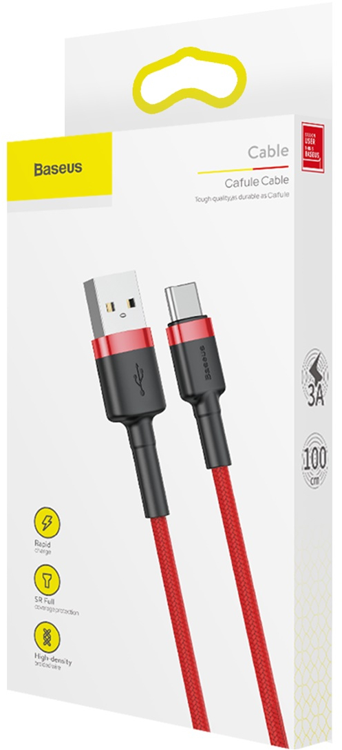 Кабель Baseus Cafule Series USB/USB-C 1m CATKLF-B09 (Red/Red) купить в интернет-магазине icover
