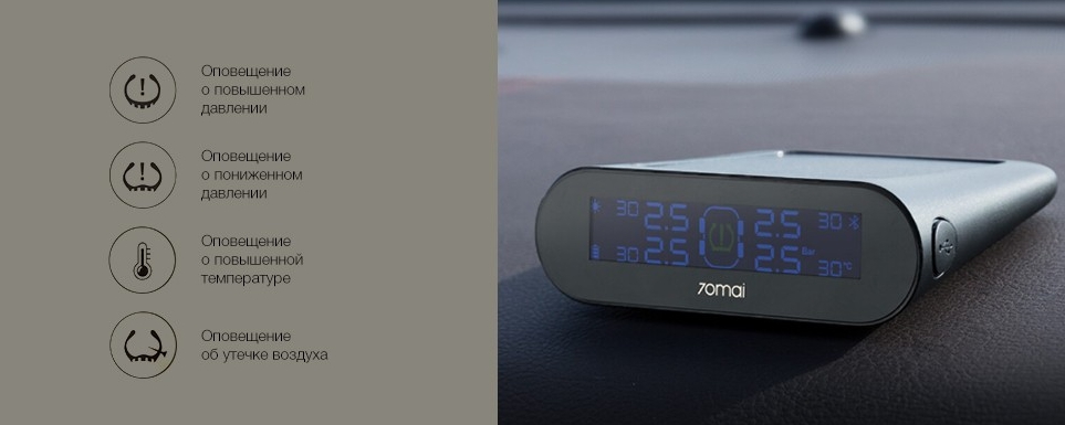 Система контроля давления Xiaomi 70Mai TPMS для автомобиля (Black) купить в интернет-магазине icover
