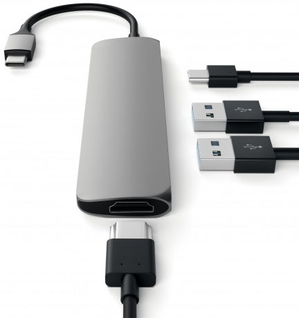 Мультипереходник Satechi Slim Aluminum Type-C Multi-Port Adapter 4K HDMI (Space Grey) купить в интернет-магазине icover