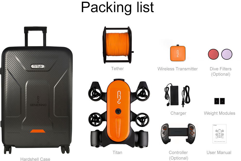 Подводный дрон Geneinno Titan 150M (Black/Orange) купить в интернет-магазине icover
