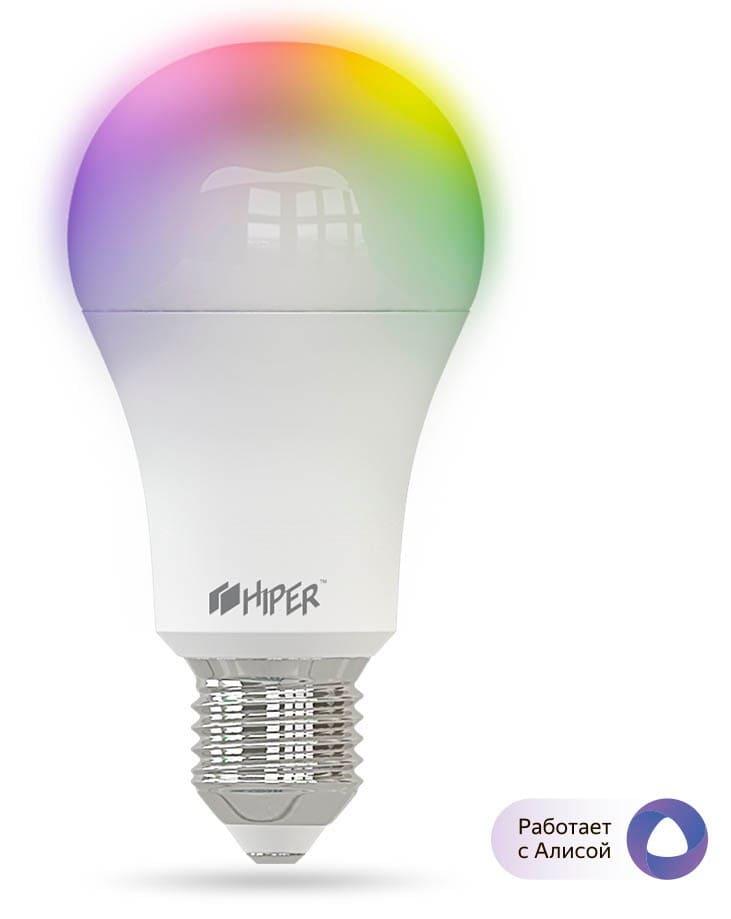 

Умная LED лампочка Wi-Fi Hiper IoT A61 RGB работает с Алисой (White)