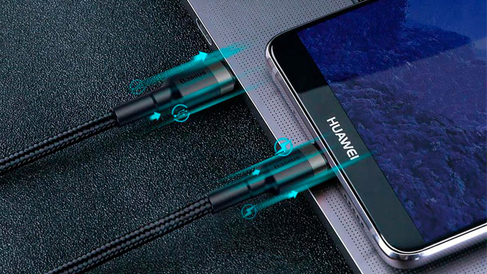 Кабель Baseus Cafule (CATKLF-GG1) USB Type C 1m (Black) купить в интернет-магазине icover