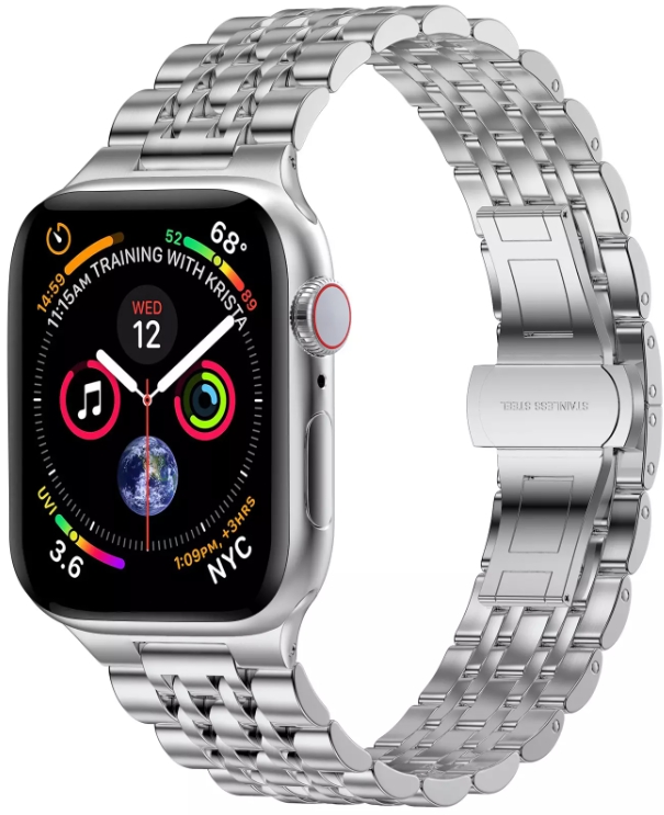 

Ремешок Wiwu Seven Beads Steel Band для Apple Watch Series 1-6/SE 42/44 mm (Silver)