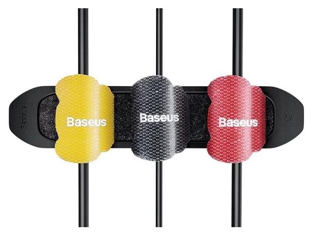 Органайзер проводов Baseus Kaka Cable Fixer Kit (with LE Velcro Strap Black *5 + Red *5 + Yellow *5) Black купить в интернет-магазине icover