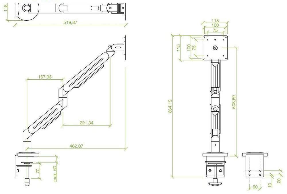 Кронштейн ErgoFount DFS-102C для монитора 27'' (Silver) купить в интернет-магазине icover