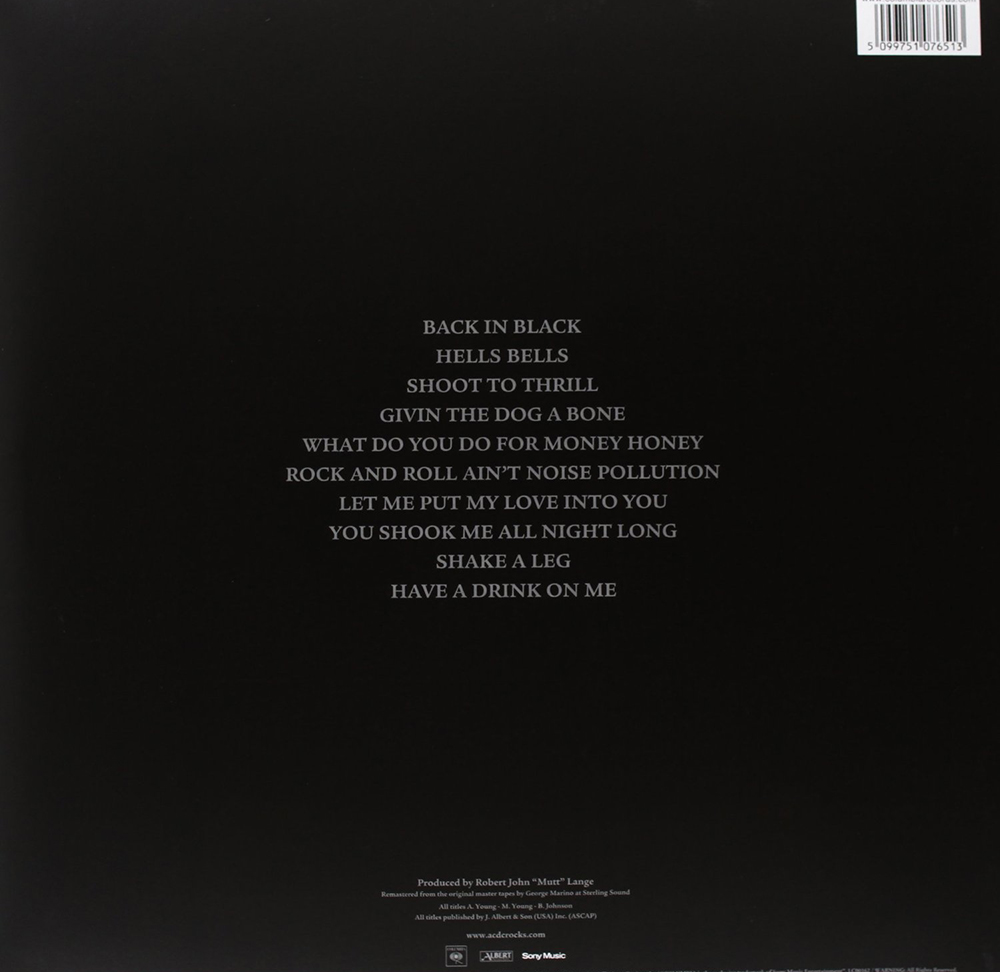 Виниловая пластинка AC/DC - Back in Black (1980) купить в интернет-магазине icover