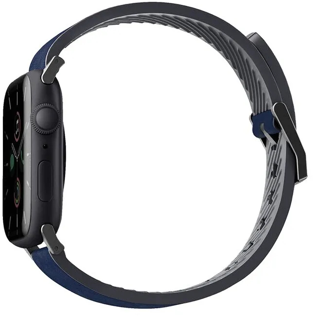 Ремешок Uniq Straden Waterproof Leather/Silicone для Apple Watch 45/44/42 mm (Blue) купить в интернет-магазине icover