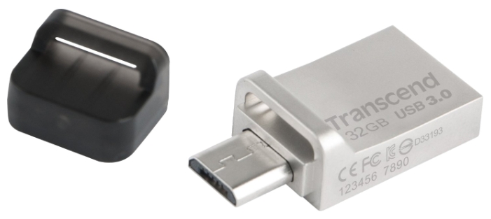 Флеш-накопитель Transcend JetFlash 880 32Gb USB 3.0/microUSB TS32GJF880S (Silver) купить в интернет-магазине icover