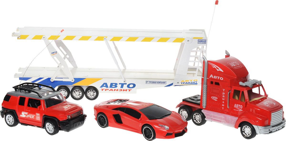 Zhorya Автотранзит Х75415 - радиоуправляемый автотрейлер с 2 автомобилями (Red) купить в интернет-магазине icover