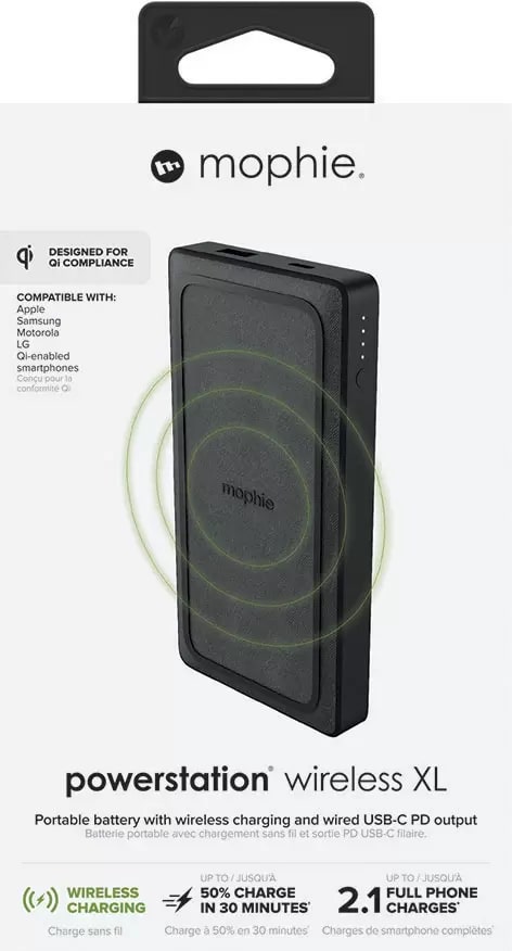 Внешний аккумулятор Mophie Powerstation Wireless XL (401105864) USB-C/USB-A 10000 mAh (Black) купить в интернет-магазине icover