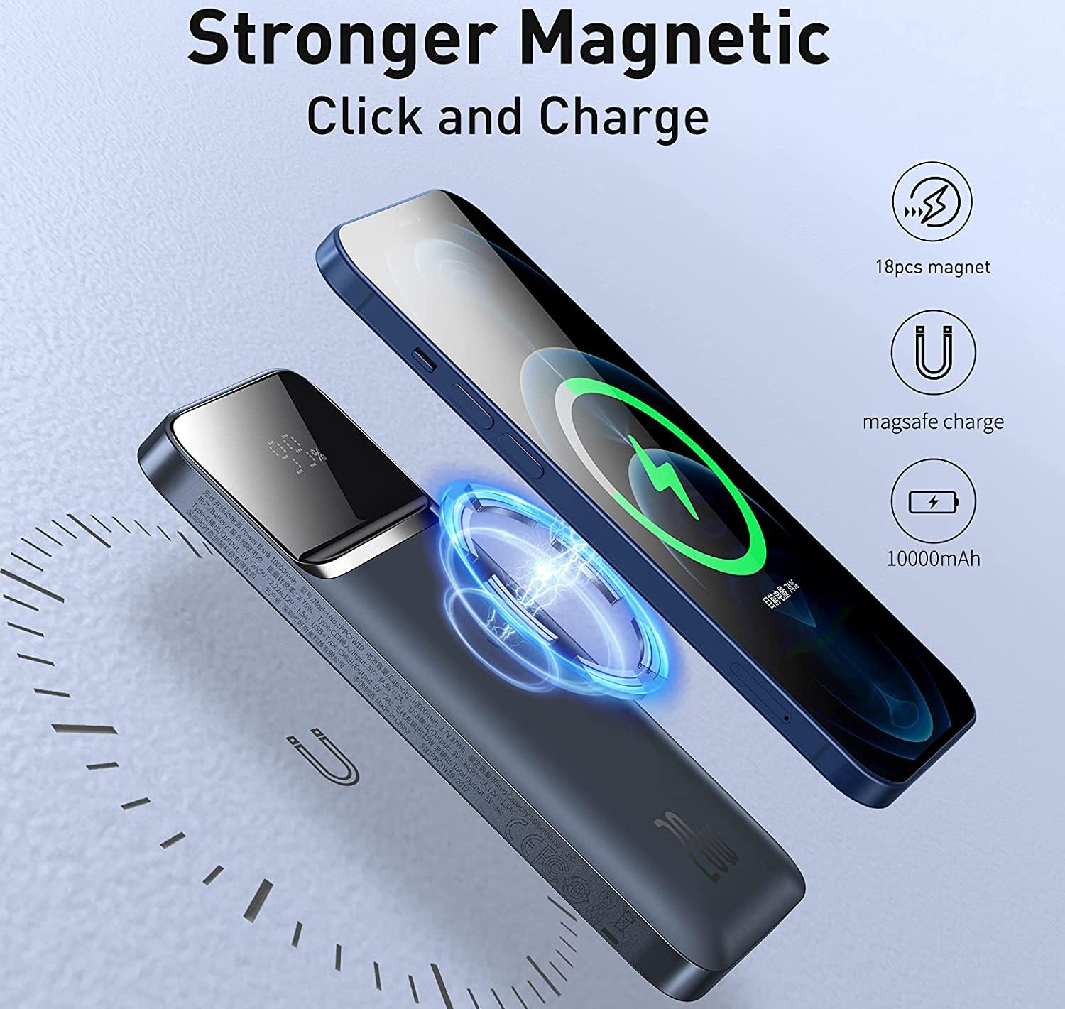 Внешний аккумулятор Baseus Magnetic Wireless Charging 10000mAh PPMT-03 (Blue) купить в интернет-магазине icover