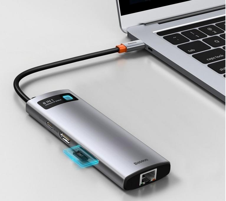 Хаб Baseus Metal Gleam Series 8-in-1 CAHUB-CV0G (Space Grey) купить в интернет-магазине icover