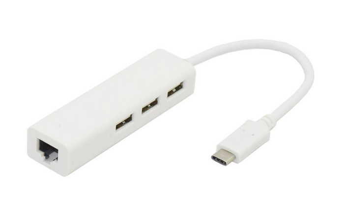 USB Type-C to Ethernet 3 USB Hub - Ethernet адаптер с USB хабом (White) купить в интернет-магазине icover