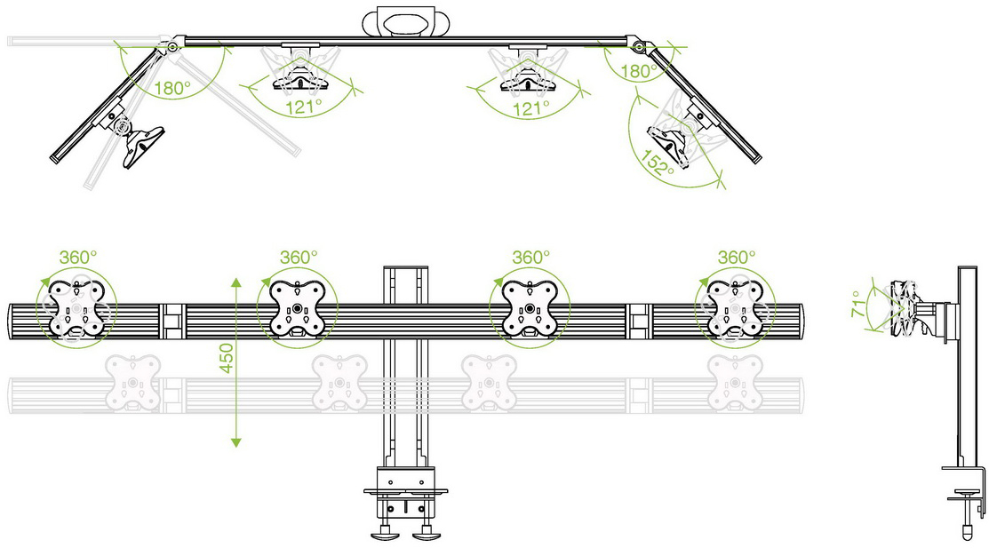 Кронштейн ErgoFount RSS-400WC для 4 мониторов 24" (Steel) купить в интернет-магазине icover