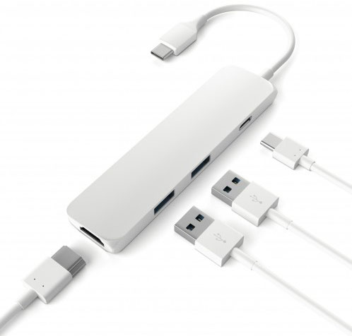 Мультипереходник Satechi Slim Aluminum Type-C Multi-Port Adapter 4K HDMI (Silver) купить в интернет-магазине icover
