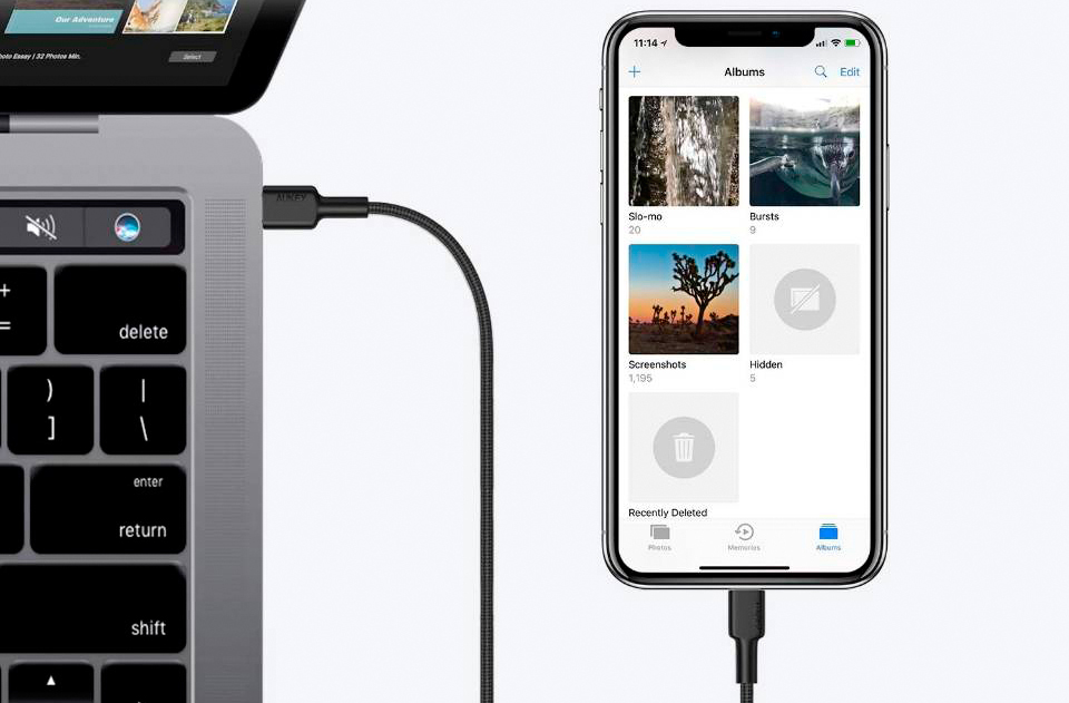 Кабель для iPod, iPhone, iPad Aukey Braided Nylon (CB-CL1) USB-C to Lightning 1.2m (Red) купить в интернет-магазине icover