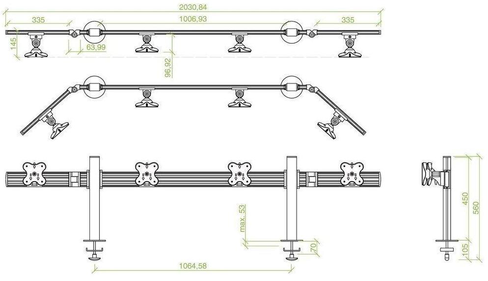 Кронштейн ErgoFount TBSS-400WG для 4 мониторов 24'' (Silver) купить в интернет-магазине icover