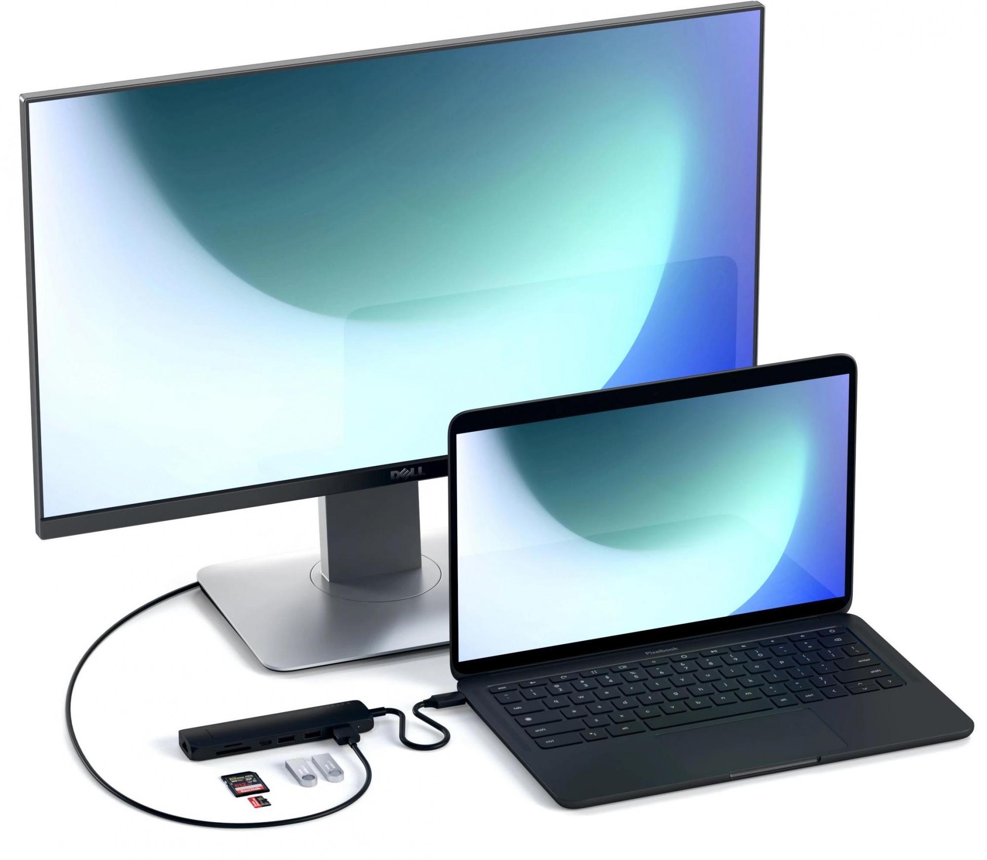 Хаб Satechi USB-C Slim Multi-Port Adapter ST-UCSMA3K (Black) купить в интернет-магазине icover
