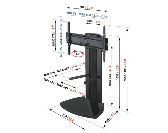 Vogel's EFF 8340 32"-50" 45kg - напольная стойка для телевизора (Black)  купить в интернет-магазине icover