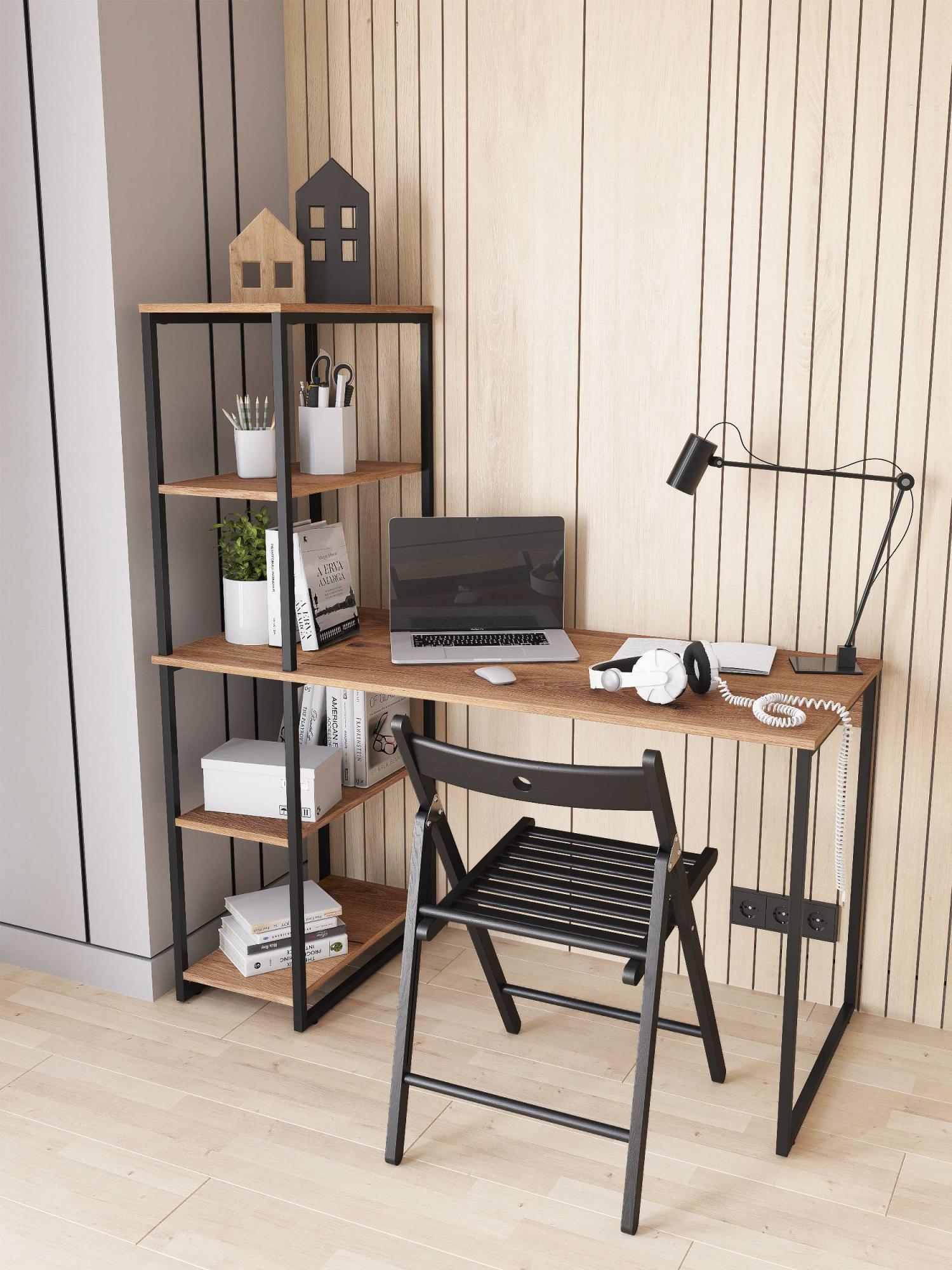 Стол-стеллаж лофт RIDBERG MEMPHIS (Dark Oak/Black) купить в интернет-магазине icover