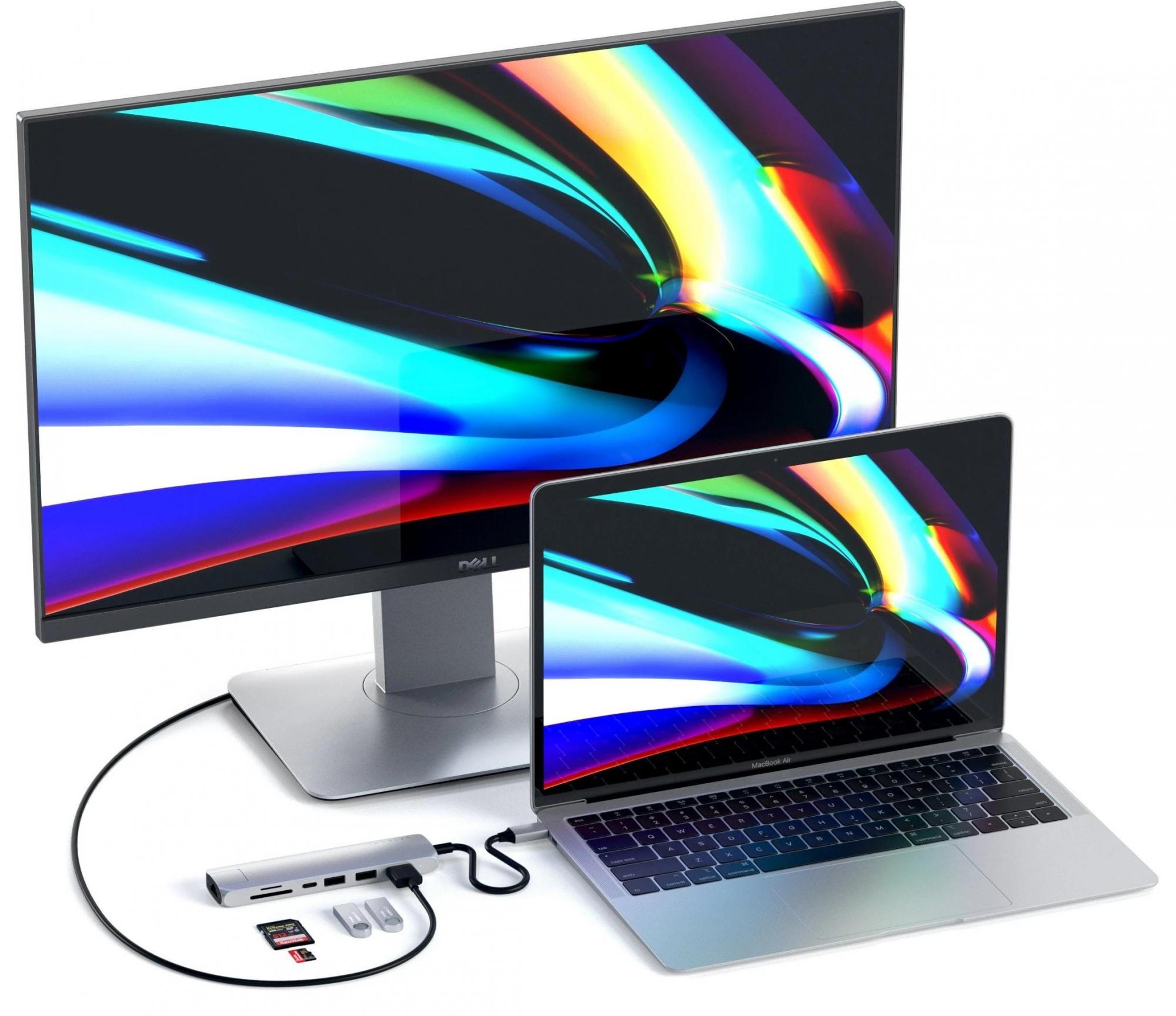 Хаб Satechi USB-C Slim Multi-Port Adapter ST-UCSMA3S (Silver) купить в интернет-магазине icover