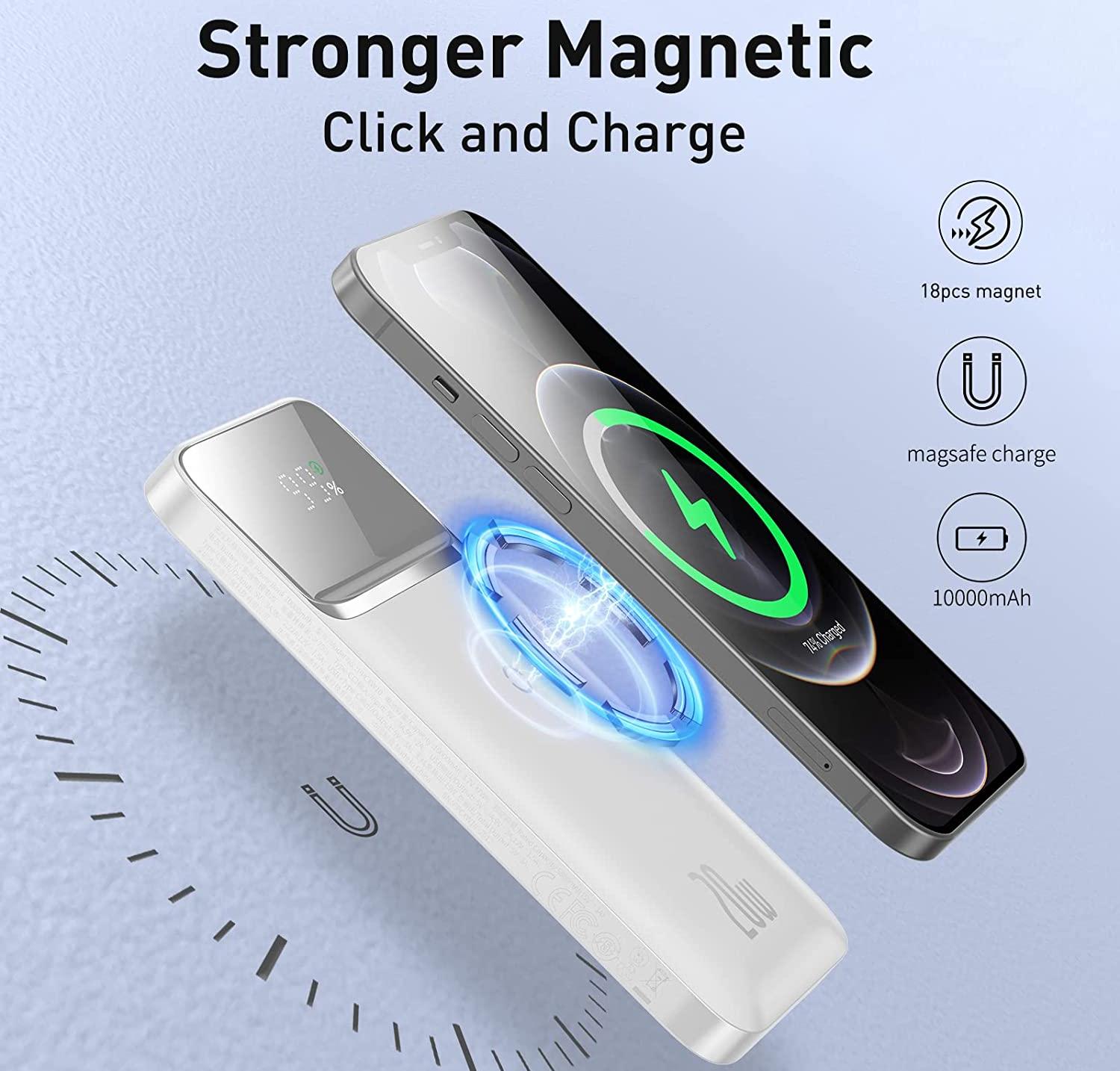 Внешний аккумулятор Baseus Magnetic Wireless Charging 10000mAh PPMT-02 (White) купить в интернет-магазине icover