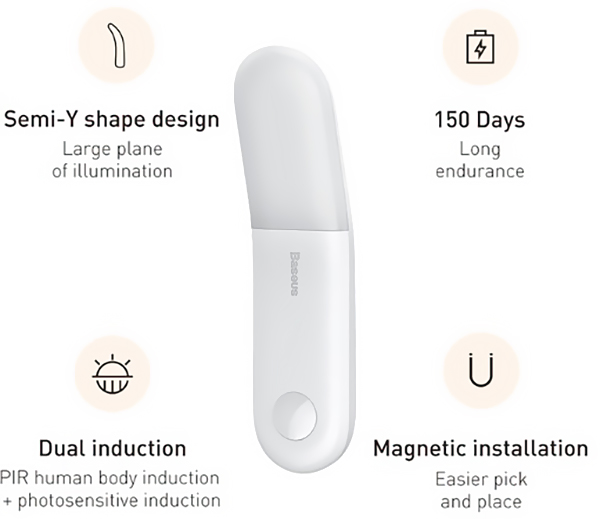 Светильник-ночник Baseus Sunshine Series Human Body Induction Aisle Light Natural (DGSUN-GA02) купить в интернет-магазине icover