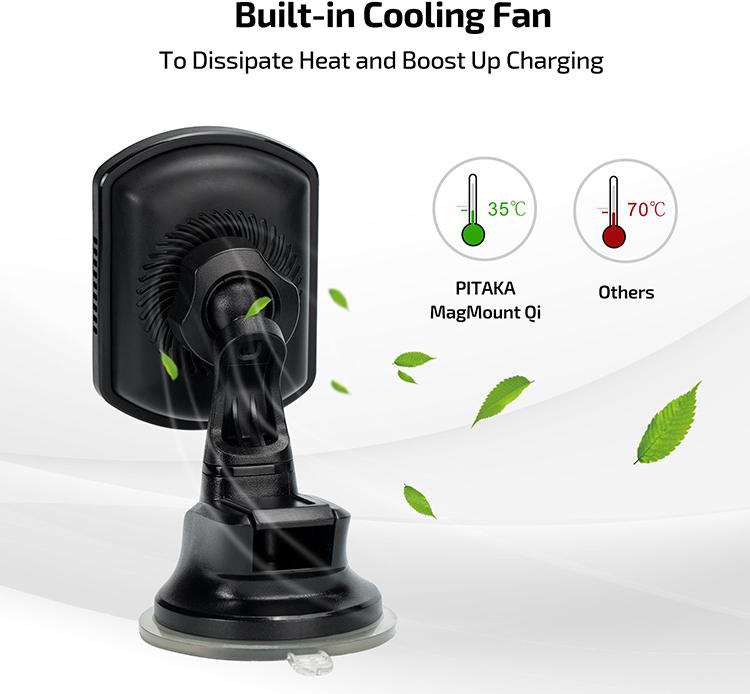 Автомобильный держатель Pitaka MagMount Qi Pro Suction USB-C (Black) купить в интернет-магазине icover