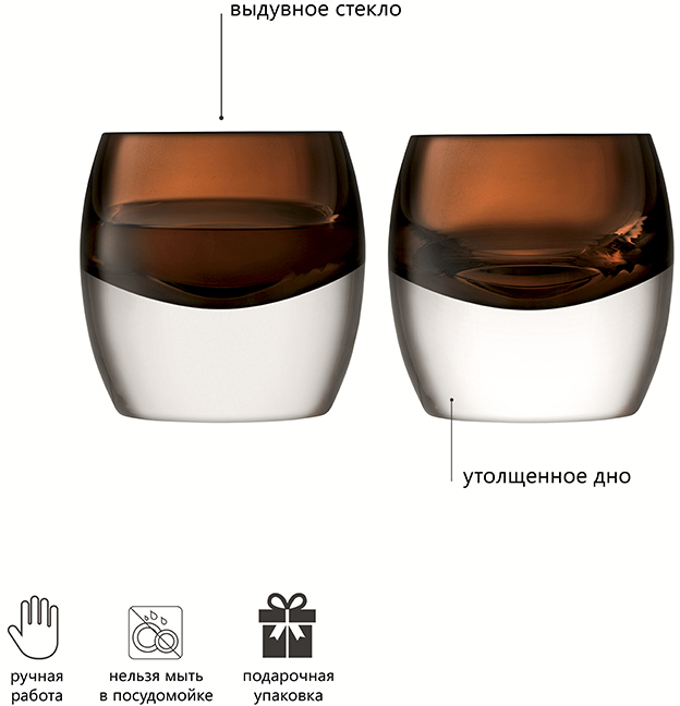 Набор из 2 тумблеров Whisky Club 230 мл коричневый купить в интернет-магазине icover