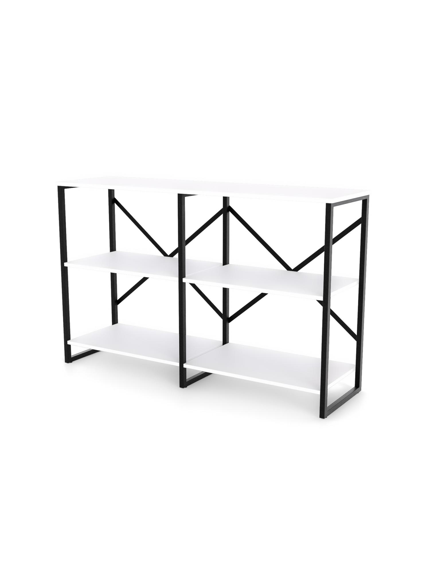 Стеллаж двойной лофт низкий RIDBERG CHICAGO 3 полки (White/Black) купить в интернет-магазине icover