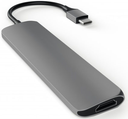 Мультипереходник Satechi Slim Aluminum Type-C Multi-Port Adapter 4K HDMI (Space Grey) купить в интернет-магазине icover