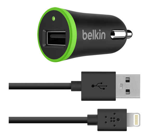Автомобильное зарядное устройство + кабель Belkin Car Charger Lightning USB 2.4A (F8J121bt04-BLK) купить в интернет-магазине icover