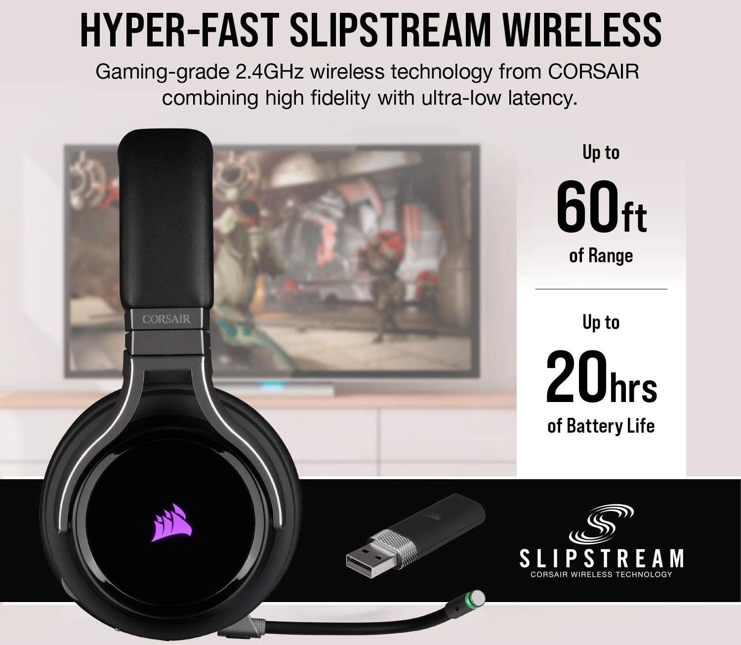Игровая гарнитура Corsair Gaming Virtuoso RGB Wireless CA-9011185-EU (Carbon) купить в интернет-магазине icover