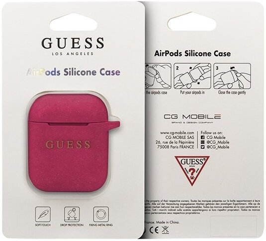 Чехол Guess CG Mobile (GUACCSILGLFU) для AirPods (Fuschia) купить в интернет-магазине icover