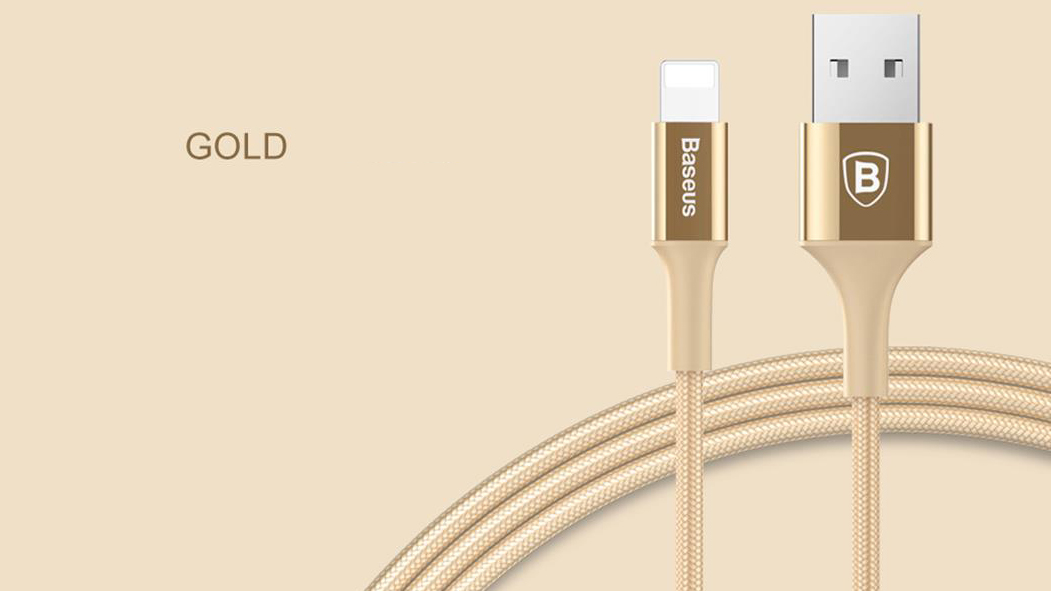 Кабель для iPod, iPhone, iPad Baseus Shining Cable with Jet metal 1m USB to Lightning CALSY-0V (Gold) купить в интернет-магазине icover