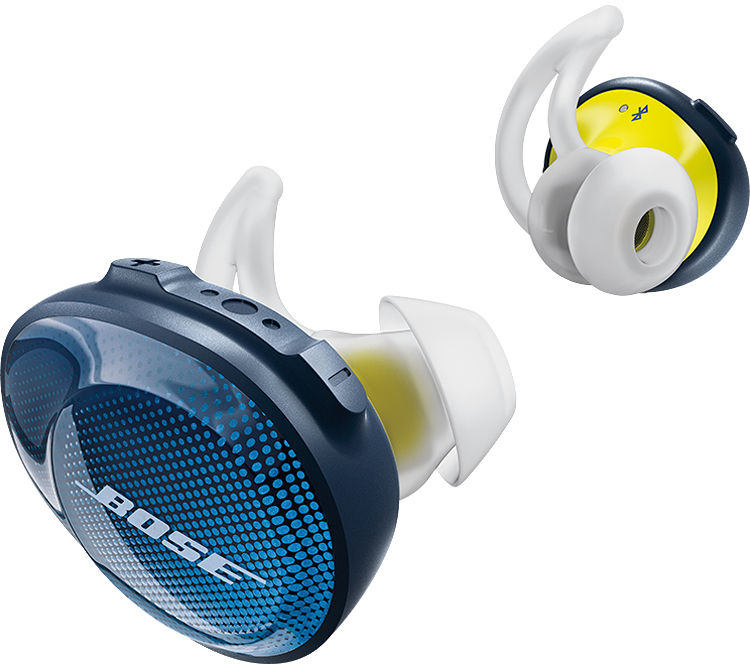 Bluetooth-наушники Bose SoundSport Free с микрофоном (Midnight Blue/Citron) купить в интернет-магазине icover