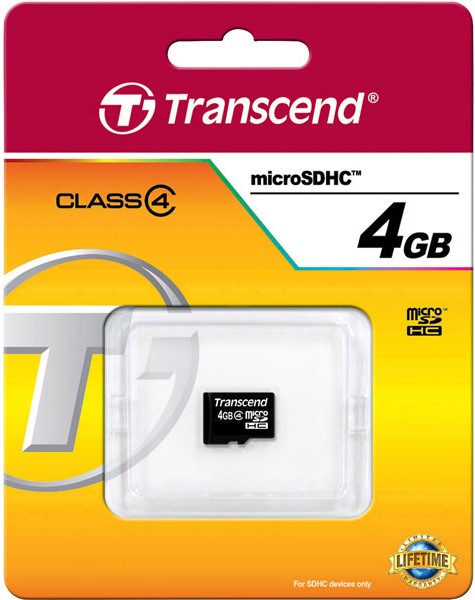 Карта памяти Transcend microSDHC Class 4 4Gb TS4GUSDC4 (Black) купить в интернет-магазине icover