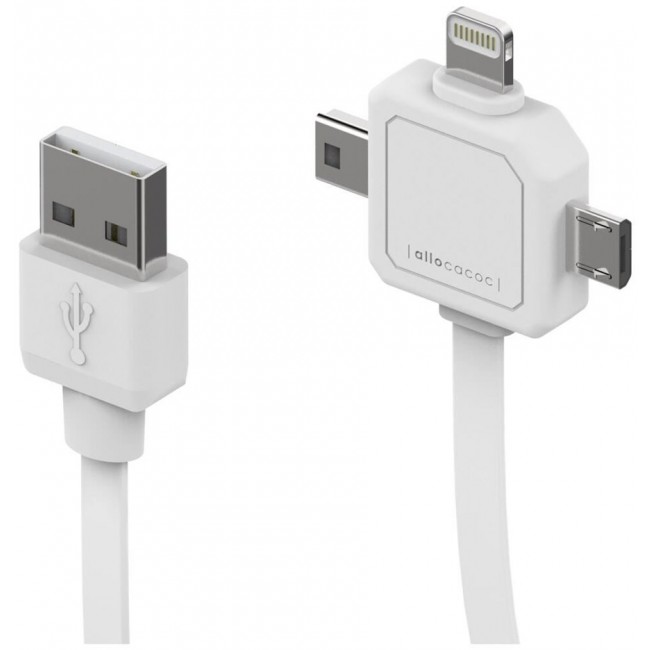 Кабель Allocacoc Apple Lighting + microUSB + miniUSB - USB 9002/UC80CN (White) купить в интернет-магазине icover
