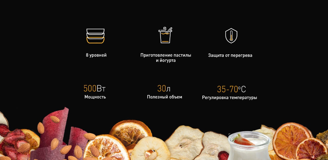 Cушилка для овощей и фруктов Garlyn D-08 (Clear) купить в интернет-магазине icover