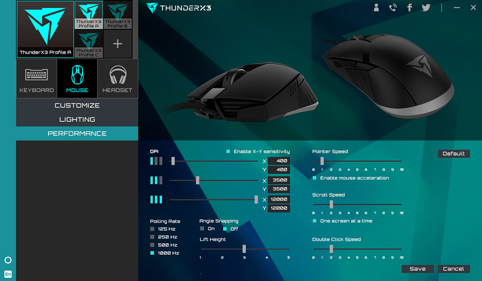 Игровая мышь ThunderX3 AM7 RGB (Black) купить в интернет-магазине icover