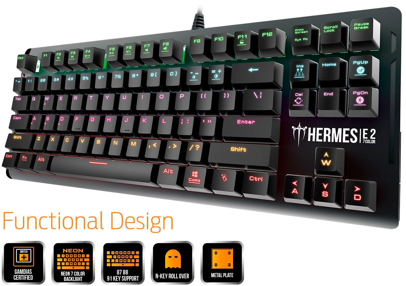 Игровая клавиатура Gamdias Hermes E2 Black Switch (Black) купить в интернет-магазине icover